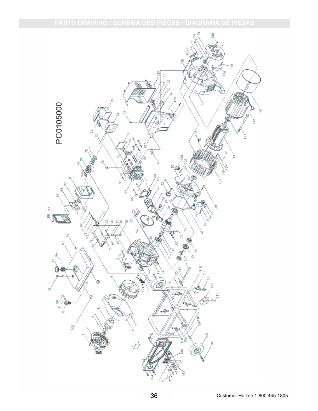 Powermate PC0105000 manual Parts Drawing / Schema DES Pièces / Diagrama DE Piezas 