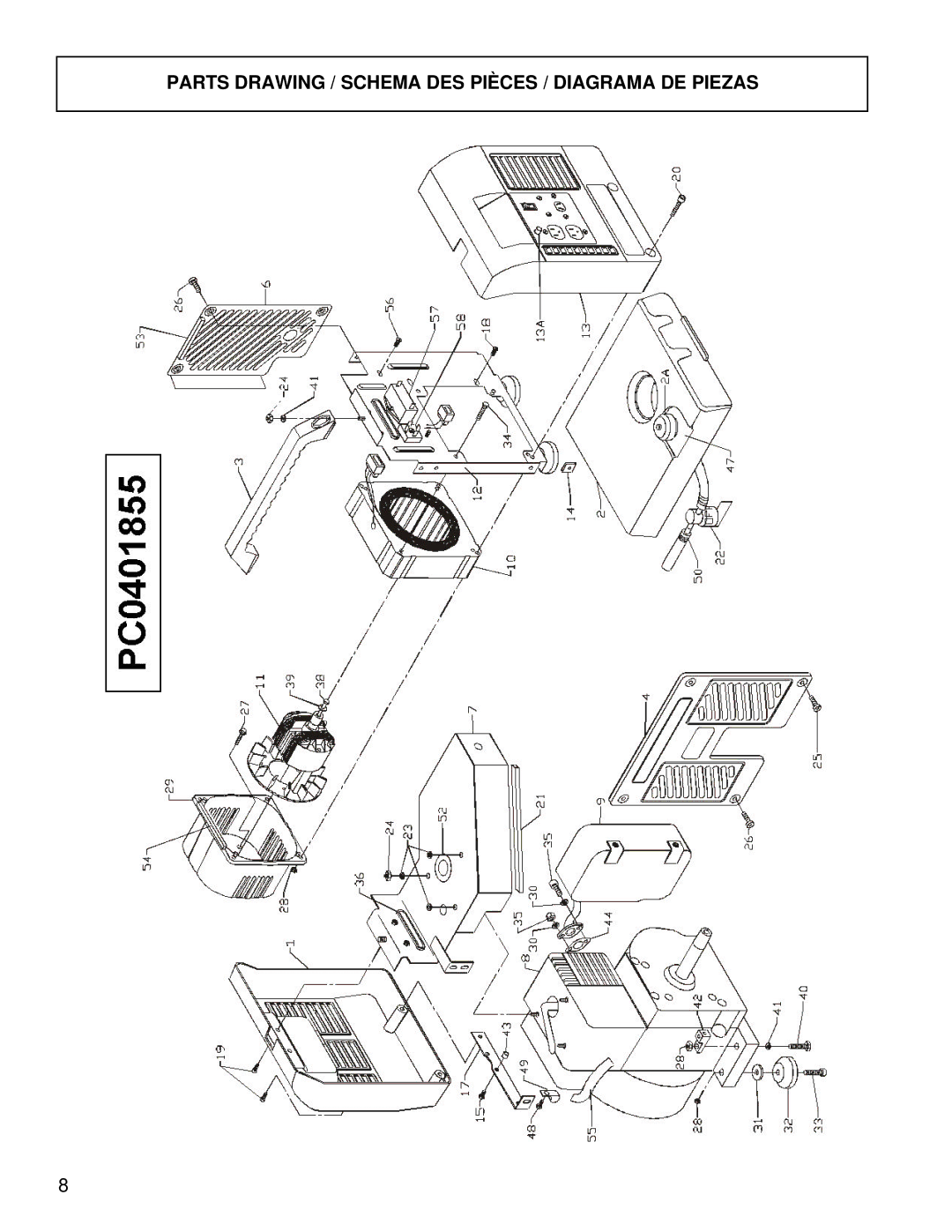 Powermate PC0401855 manual Parts Drawing / Schema DES Pièces / Diagrama DE Piezas 