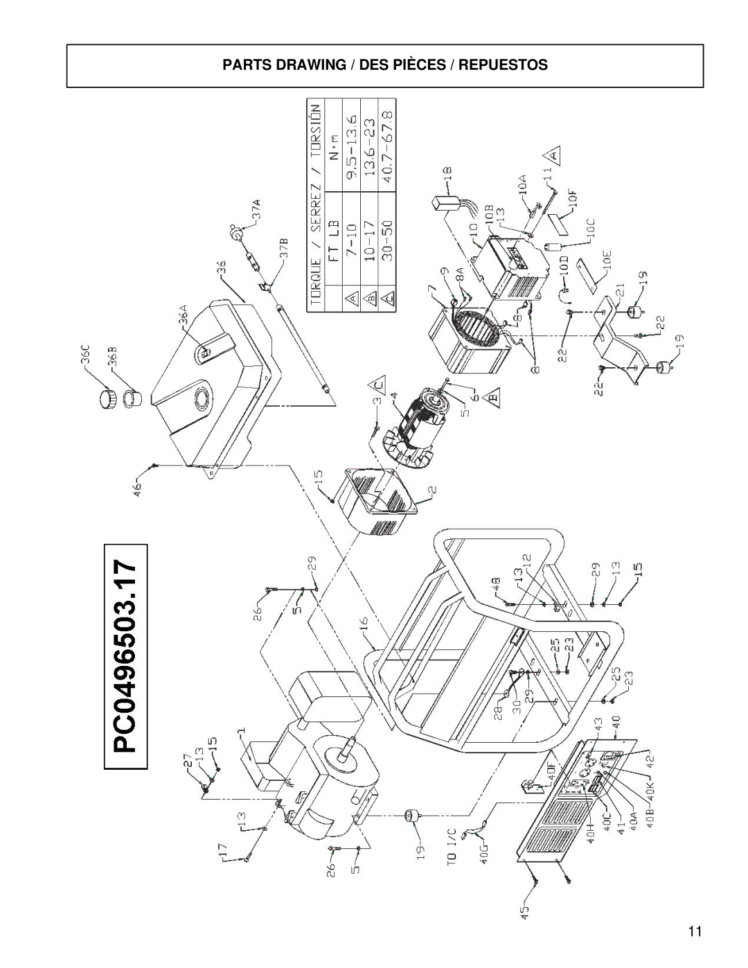 Powermate PC0496503.17 manual Parts Drawing / DES Pièces / Repuestos 