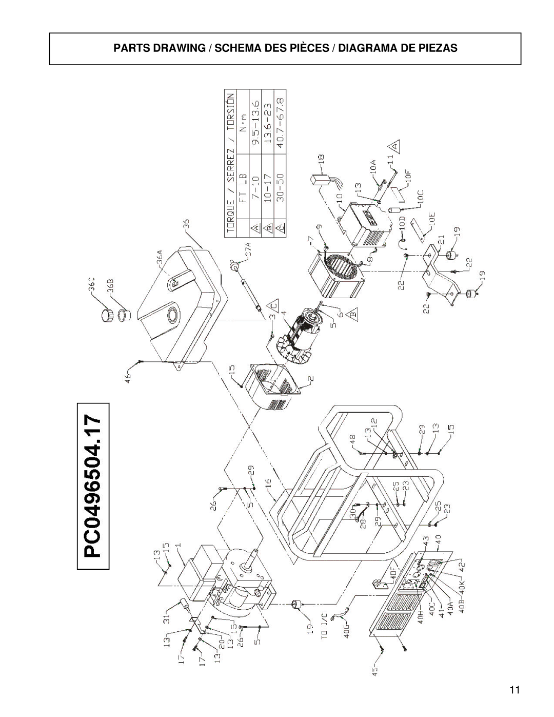 Powermate PC0496504.17 manual Parts Drawing / Schema DES Pièces / Diagrama DE Piezas 