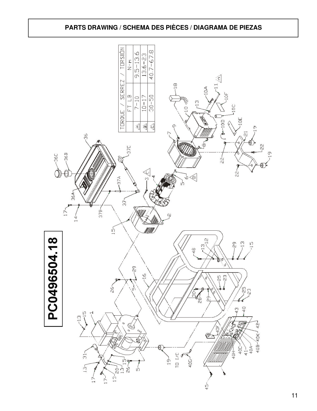 Powermate PC0496504.18 manual Parts Drawing / Schema Des Pièces / Diagrama De Piezas 