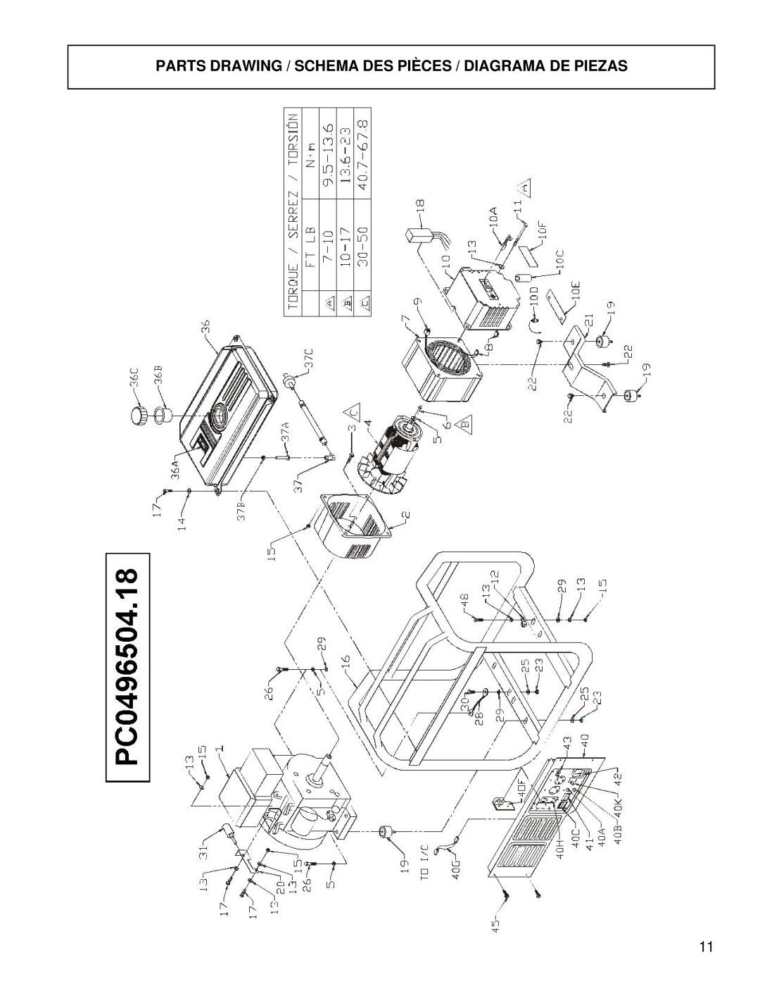 Powermate PC0496504.18 manual Parts Drawing / Schema DES Pièces / Diagrama DE Piezas 