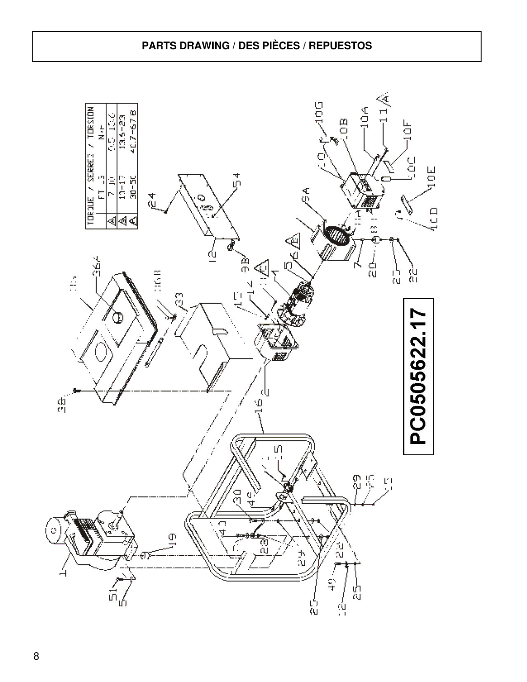 Powermate PC0505622.17 manual Parts Drawing / DES Pièces / Repuestos 