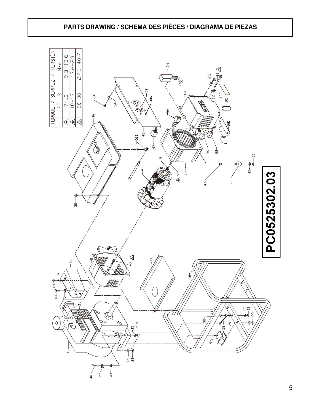 Powermate PC0525302.03 manual Parts Drawing / Schema DES Pièces / Diagrama DE Piezas 