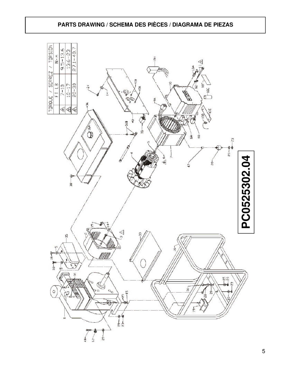 Powermate PC0525302.04 manual Parts Drawing / Schema DES Pièces / Diagrama DE Piezas 