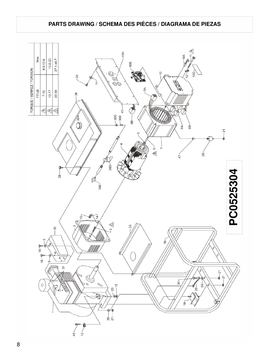 Powermate PC0525304 manual Parts Drawing / Schema DES Pièces / Diagrama DE Piezas 