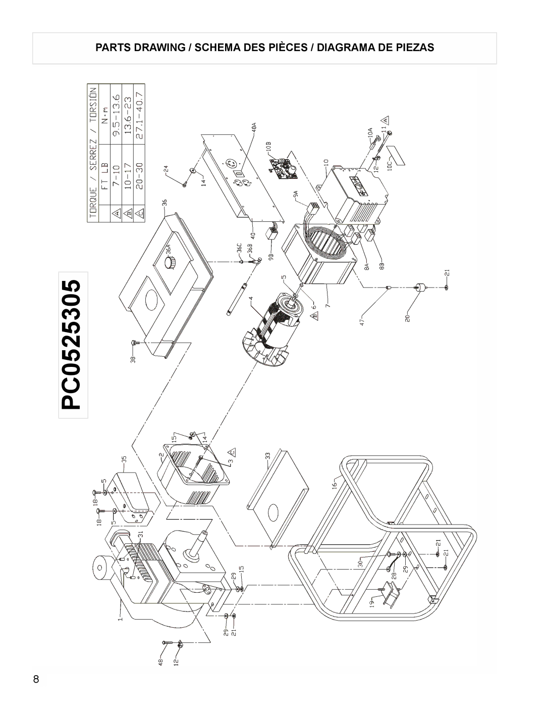 Powermate PC0525305 manual Parts Drawing / Schema DES Pièces / Diagrama DE Piezas 