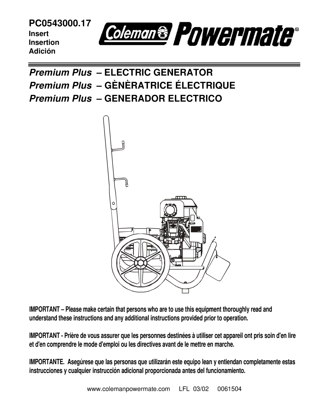 Powermate PC0543000.17 manual 