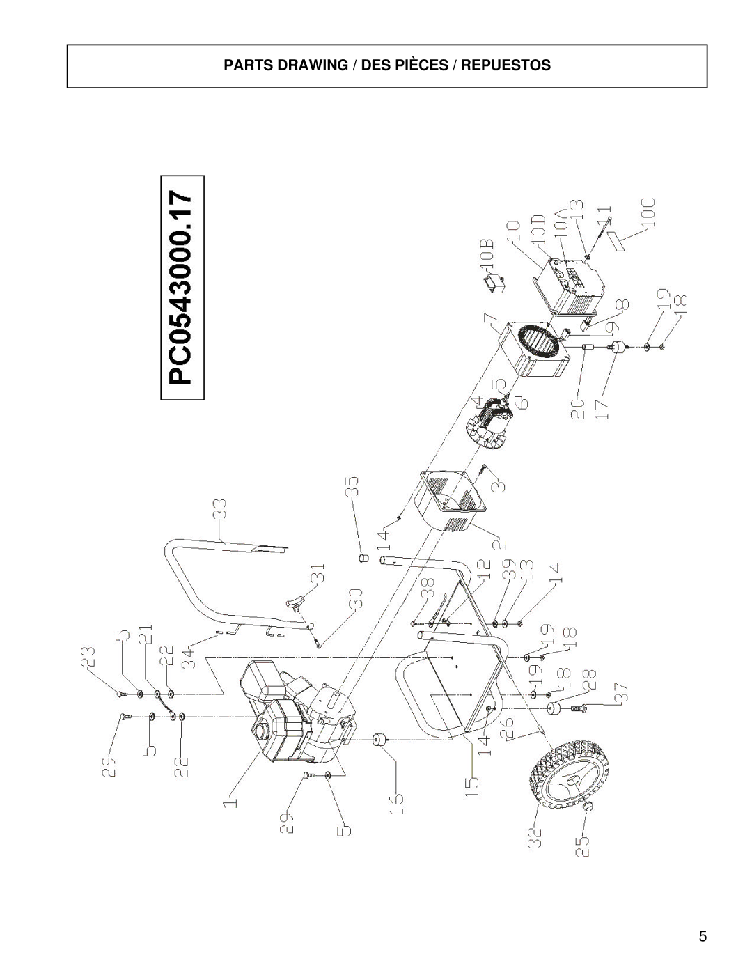 Powermate PC0543000.17 manual Parts Drawing / DES Pièces / Repuestos 