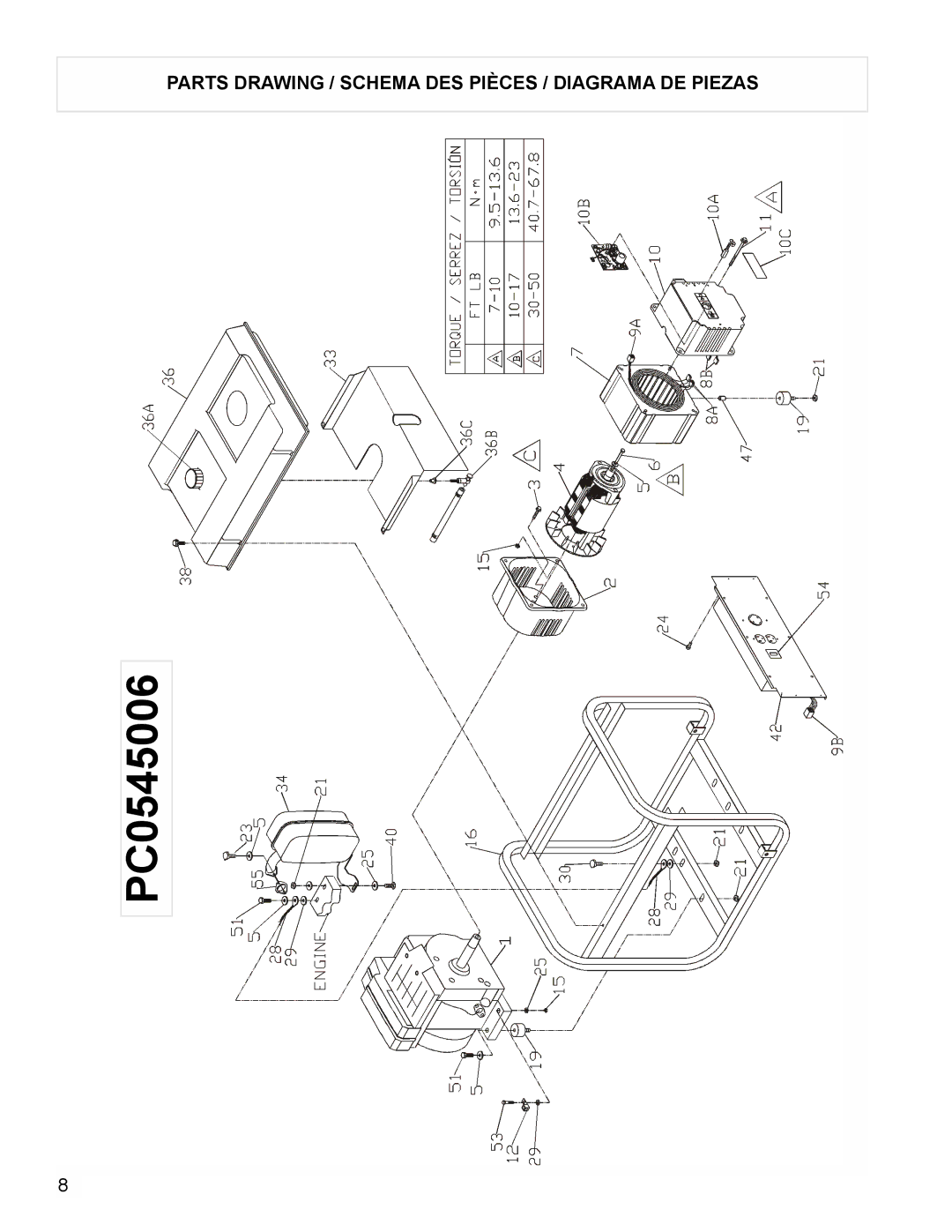 Powermate PC0545006 manual Parts Drawing / Schema DES Pièces / Diagrama DE Piezas 