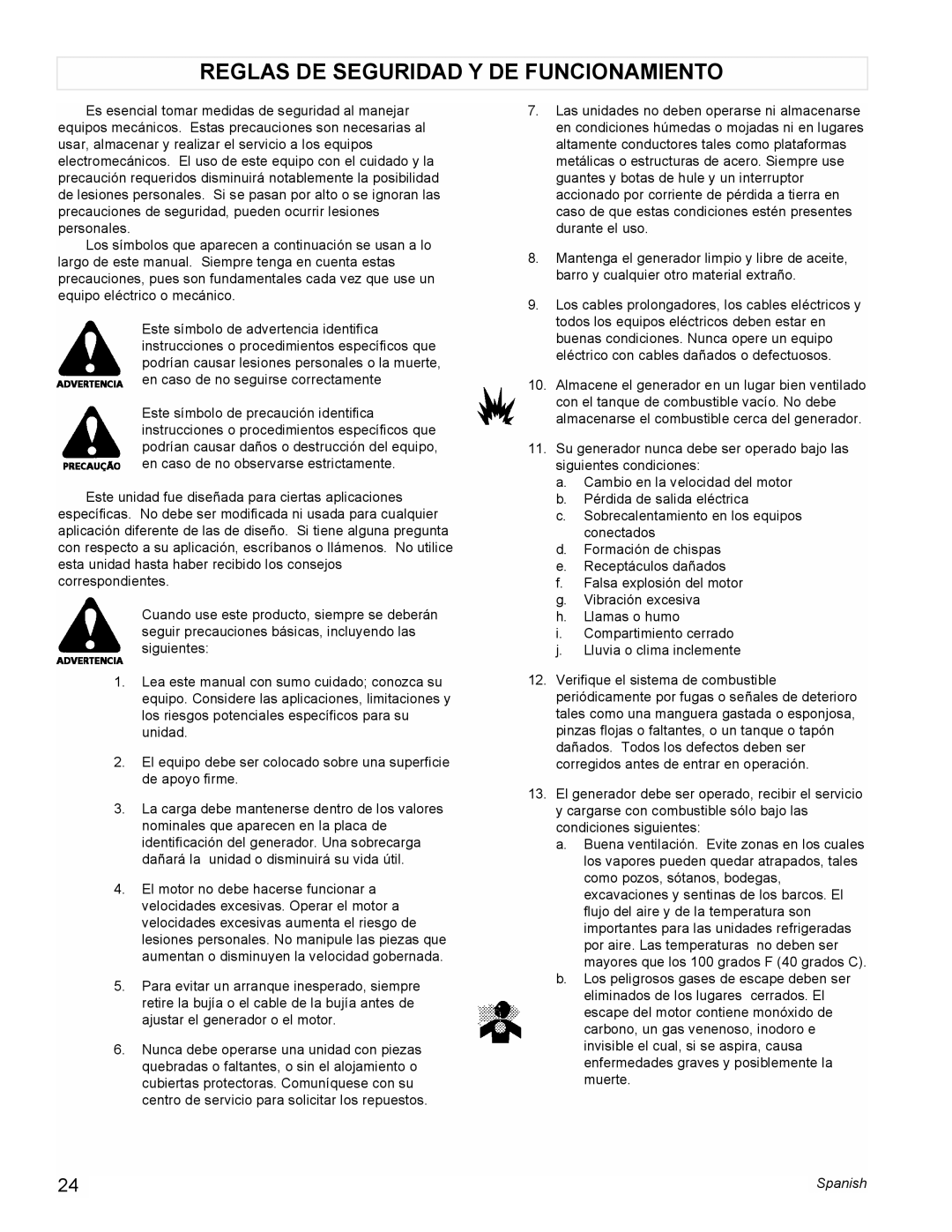 Powermate PM0474203, PL0473503, PM0478022, PM0473503, PM0477022, PM0475003 Reglas DE Seguridad Y DE Funcionamiento, Spanish 