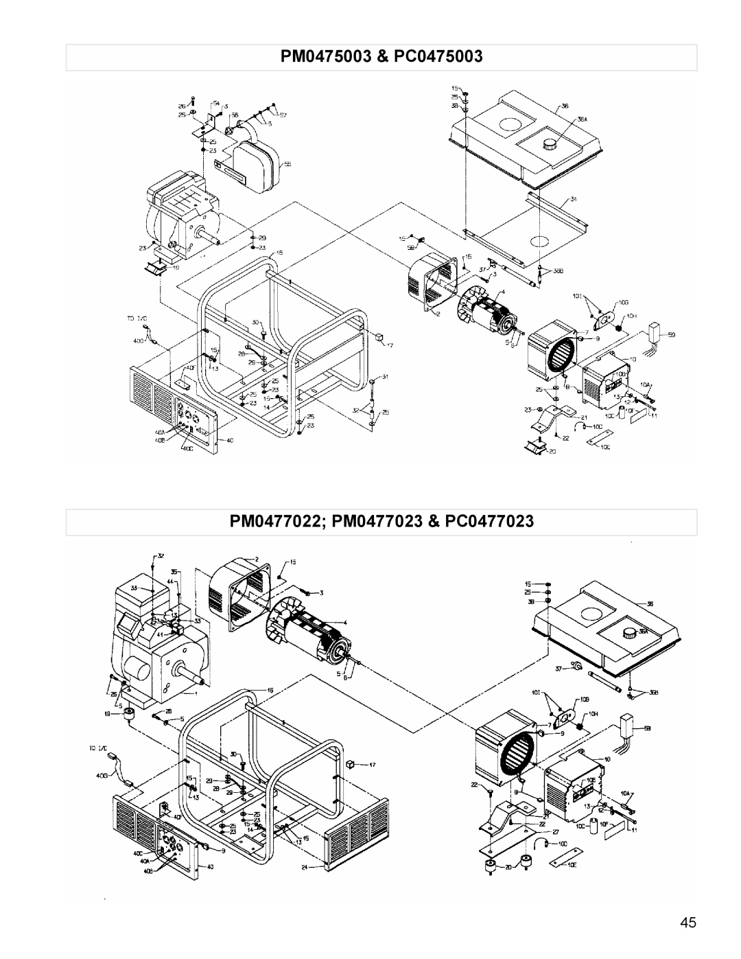 Powermate PL0473503, PM0478022, PM0473503, PM0474203, PC0473503 manual PM0475003 & PC0475003 PM0477022 PM0477023 & PC0477023 