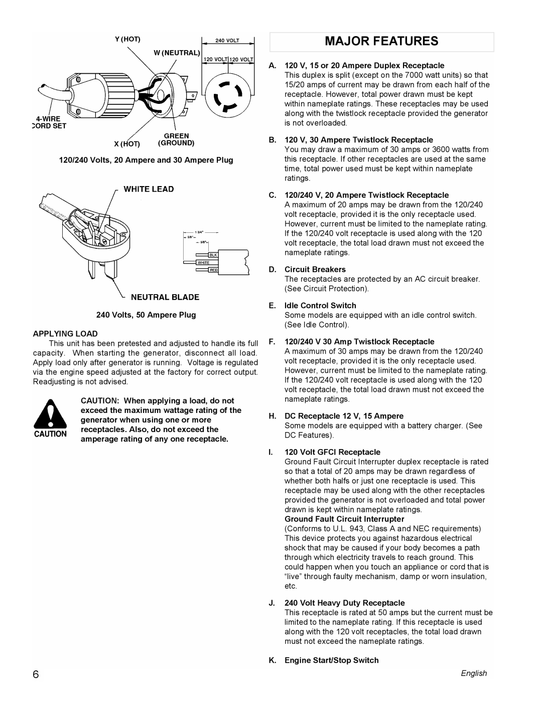 Powermate PM0477023, PL0473503, PM0478022, PM0473503, PM0477022, PM0474203, PM0475003, PC0473503 Major Features, Applying Load 