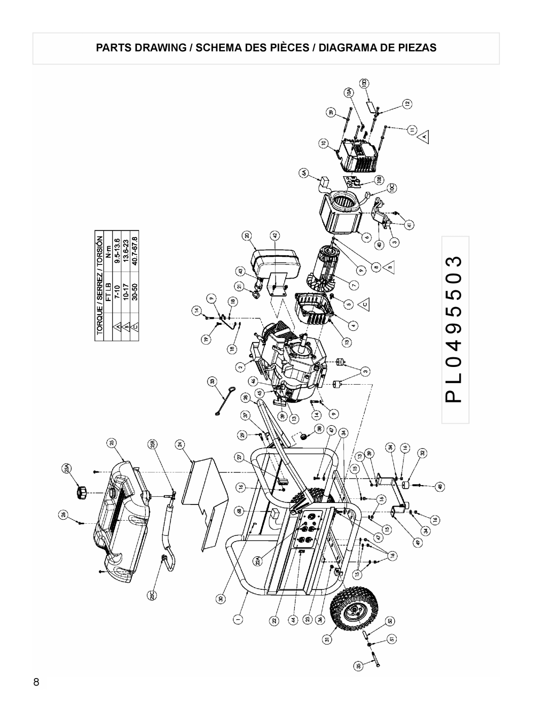 Powermate PL0495503 manual 0 4 9 5 5 0, Parts Drawing / Schema DES Pièces / Diagrama DE Piezas 