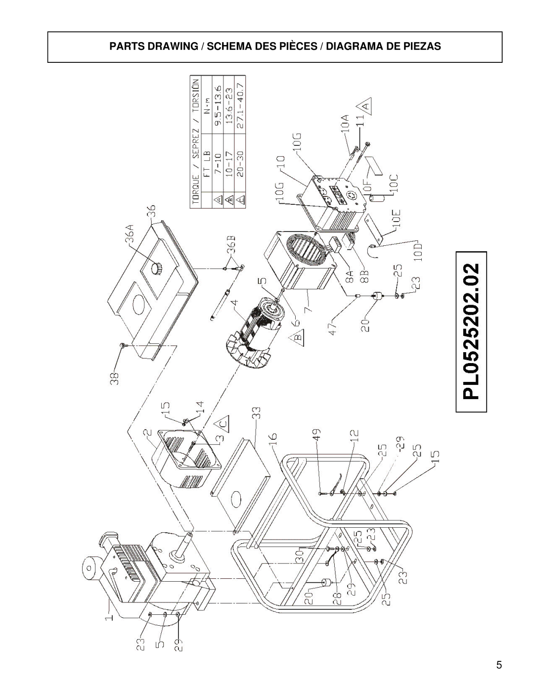 Powermate PL0525202.02 manual Parts Drawing / Schema DES Pièces / Diagrama DE Piezas 