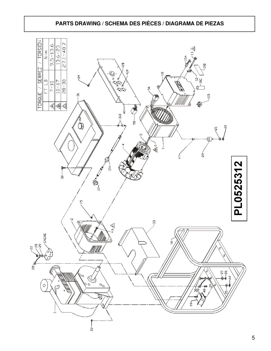 Powermate PL0525312 manual Parts Drawing / Schema DES Pièces / Diagrama DE Piezas 