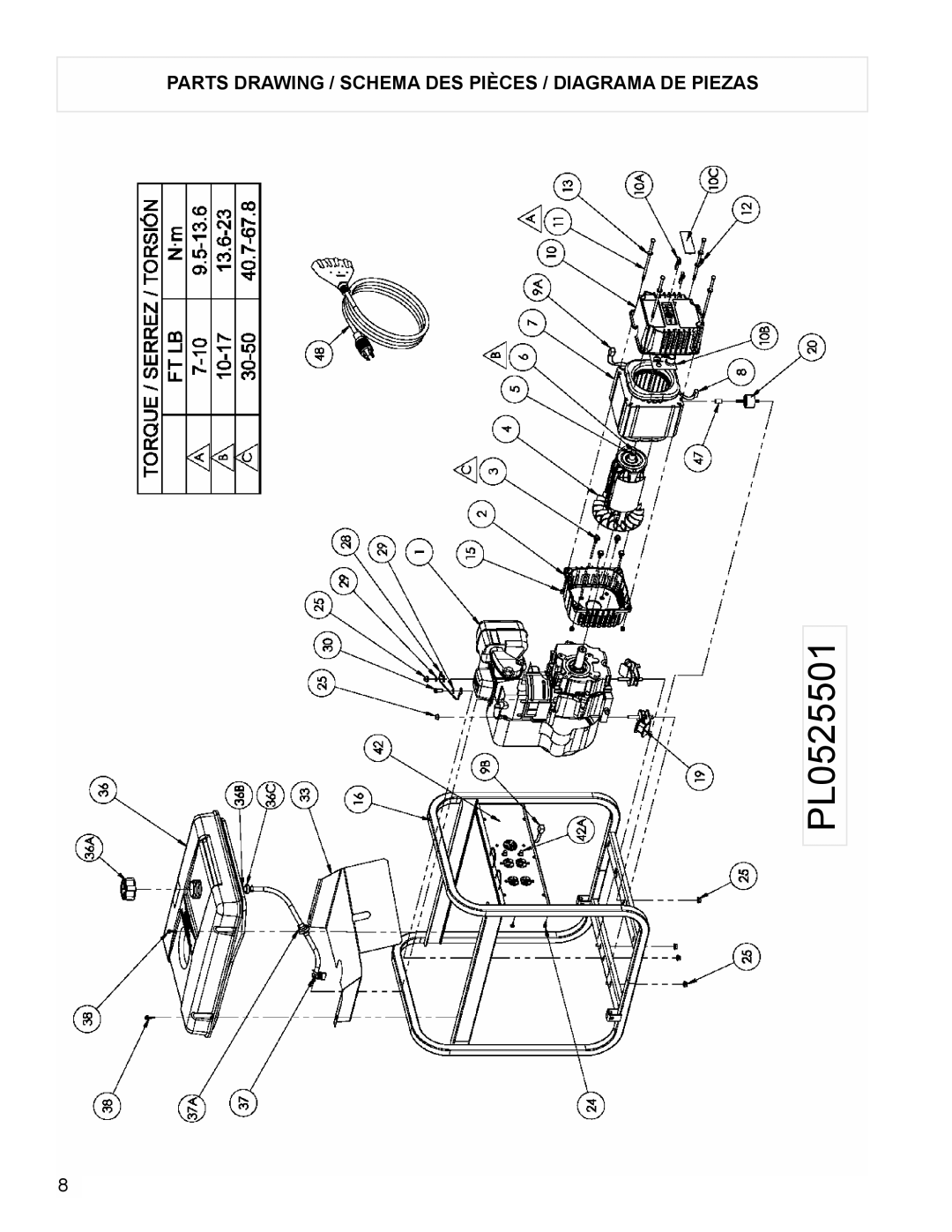 Powermate PL0525501 manual Parts Drawing / Schema DES Pièces / Diagrama DE Piezas 