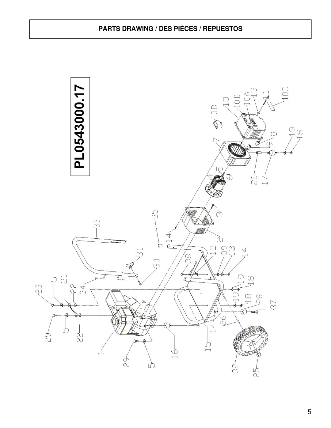 Powermate PL0543000.17 manual Parts Drawing / DES Pièces / Repuestos 