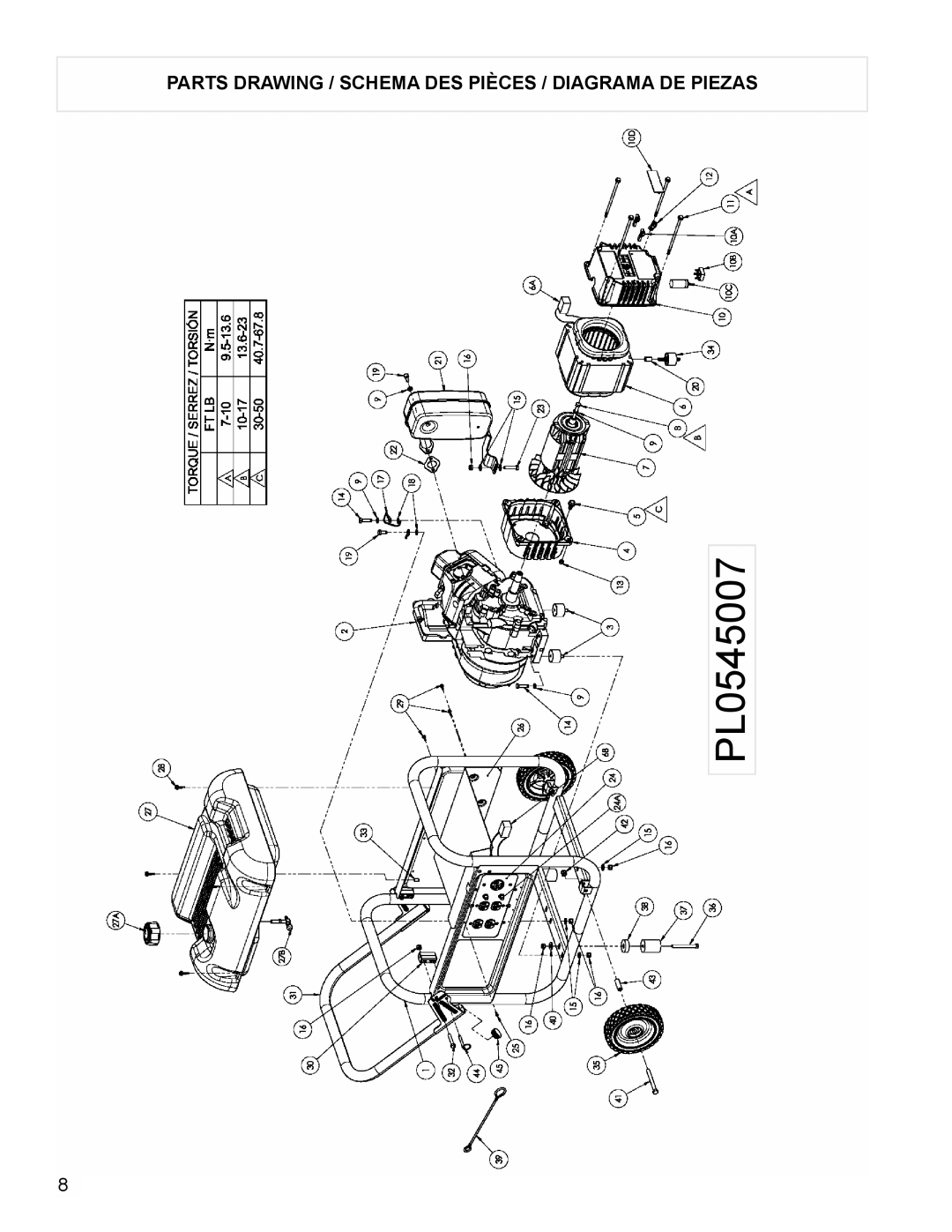 Powermate PL0545007 manual Parts Drawing / Schema DES Pièces / Diagrama DE Piezas 