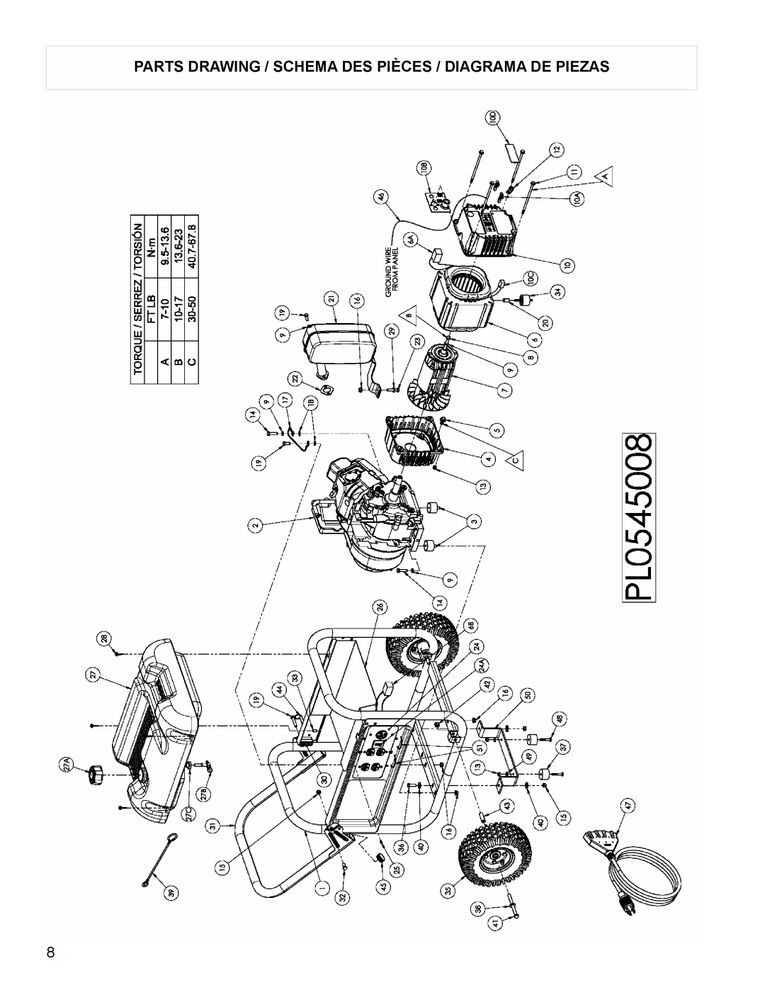 Powermate PL0545008 manual Parts Drawing / Schema DES Pièces / Diagrama DE Piezas 