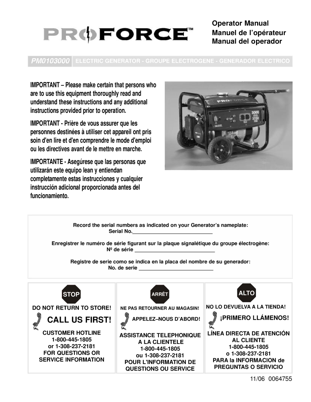 Powermate PM0103000 manual Stop, Alto 