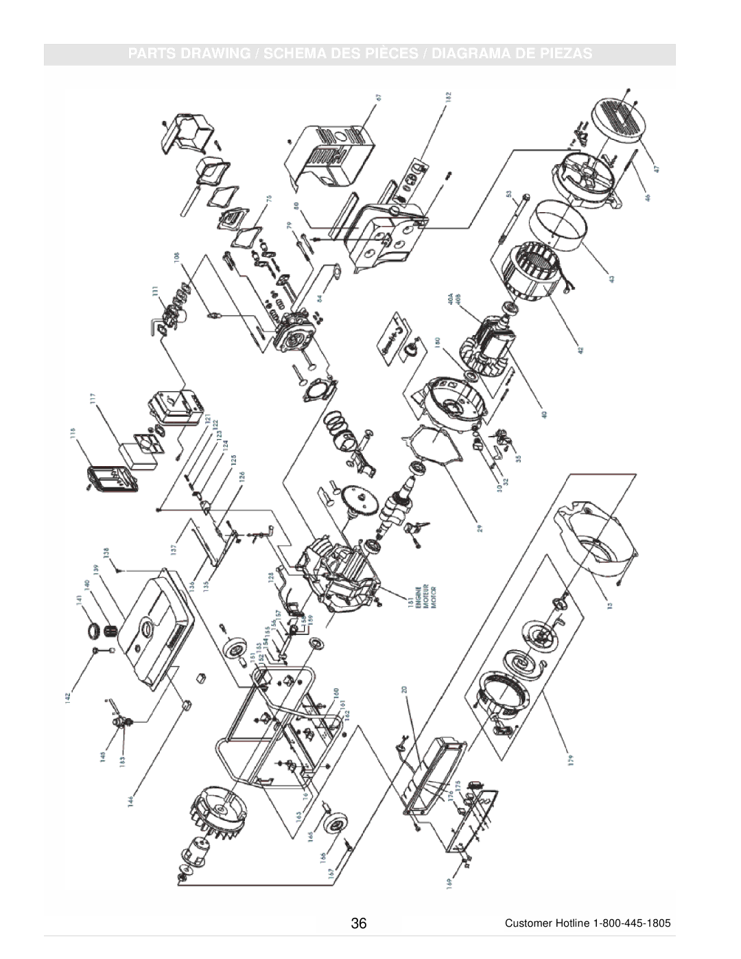 Powermate PM0103000 manual Parts Drawing / Schema DES Pièces / Diagrama DE Piezas 