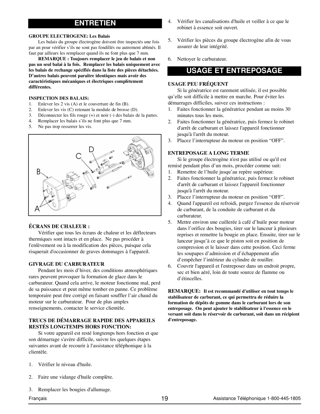 Powermate PM0103002 manual Entretien, Usage ET Entreposage 