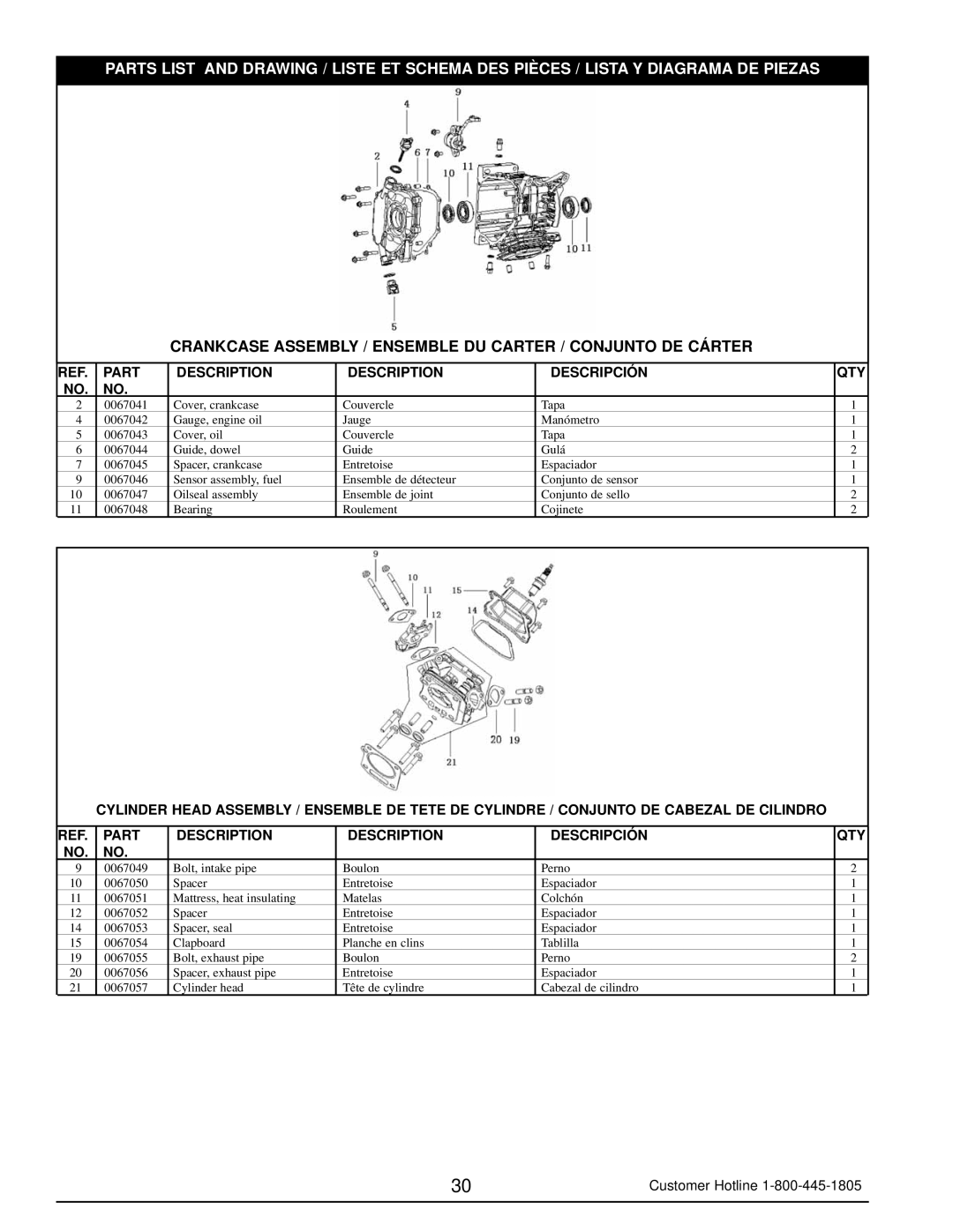 Powermate PM0103002 manual Crankcase Assembly / Ensemble DU Carter / Conjunto DE Cárter 