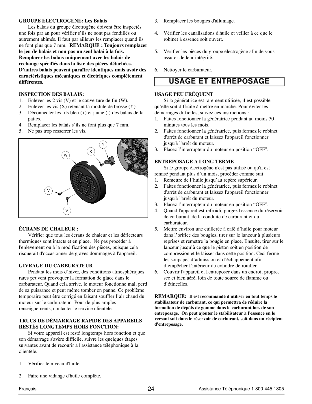 Powermate PM0103007 manual Usage ET Entreposage 