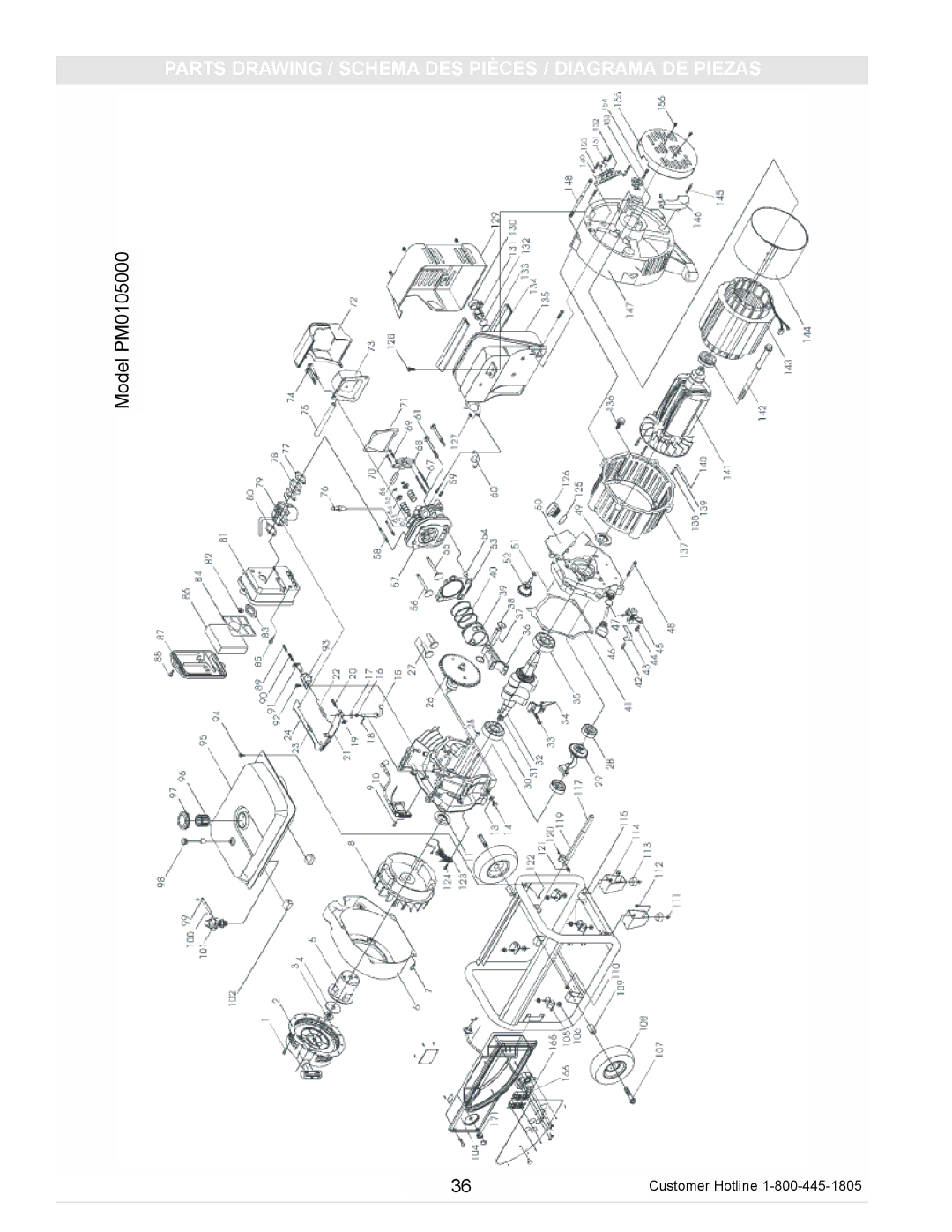 Powermate PM0105000 manual Parts Drawing / Schema DES Pièces / Diagrama DE Piezas 