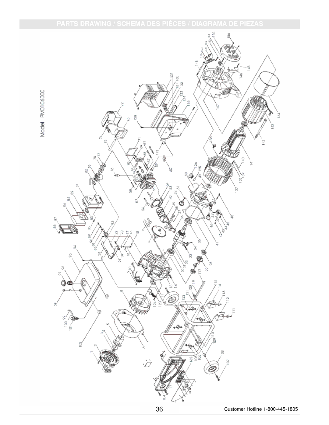 Powermate PM0106000 manual Parts Drawing / Schema DES Pièces / Diagrama DE Piezas 