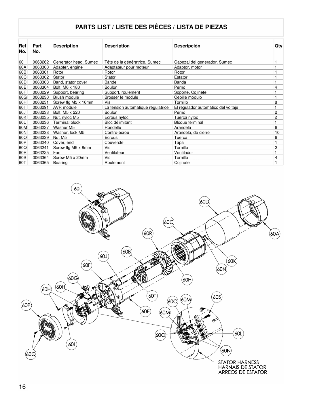 Powermate PM0106001 manual Part Description Descripción, Qty 