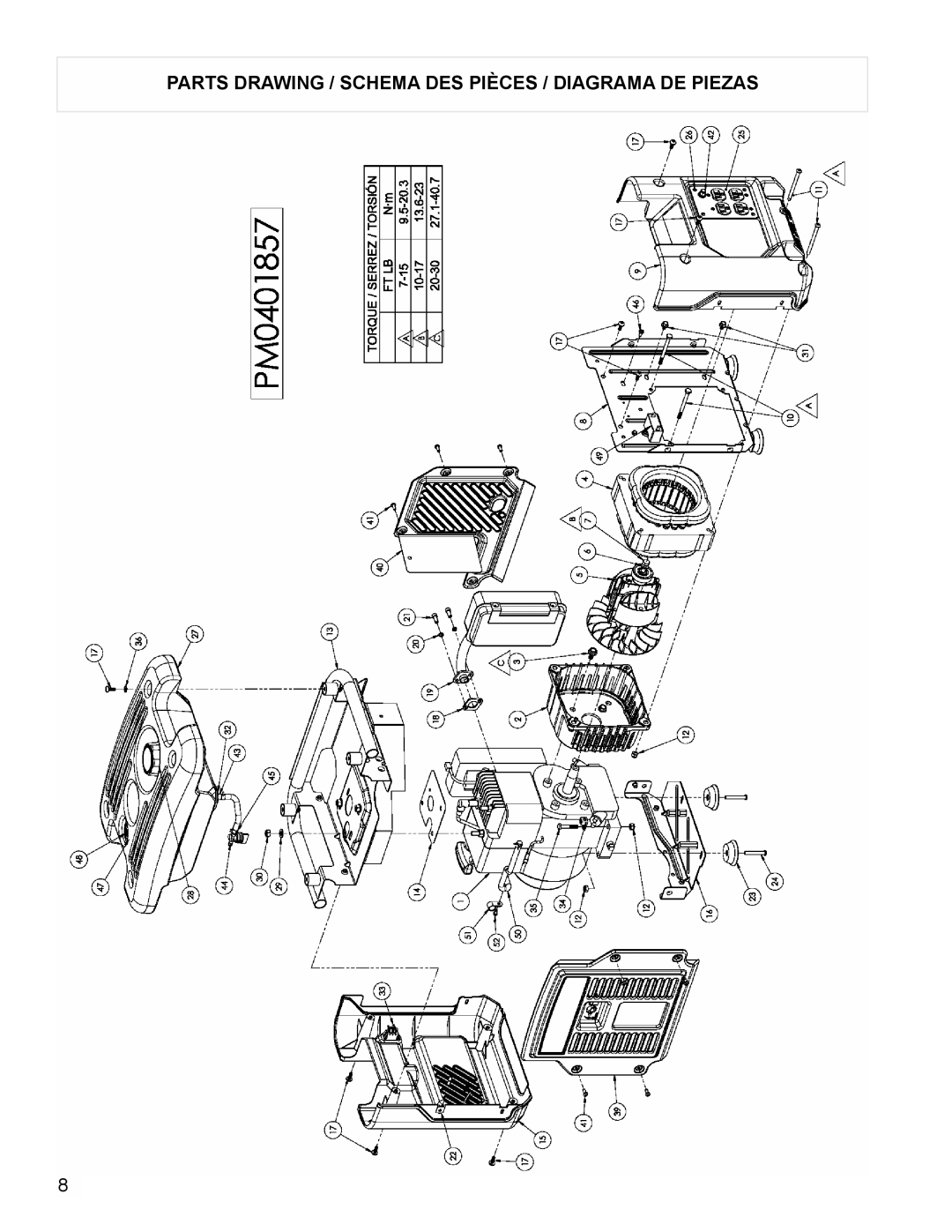 Powermate PM0401857 manual Parts Drawing / Schema DES Pièces / Diagrama DE Piezas 