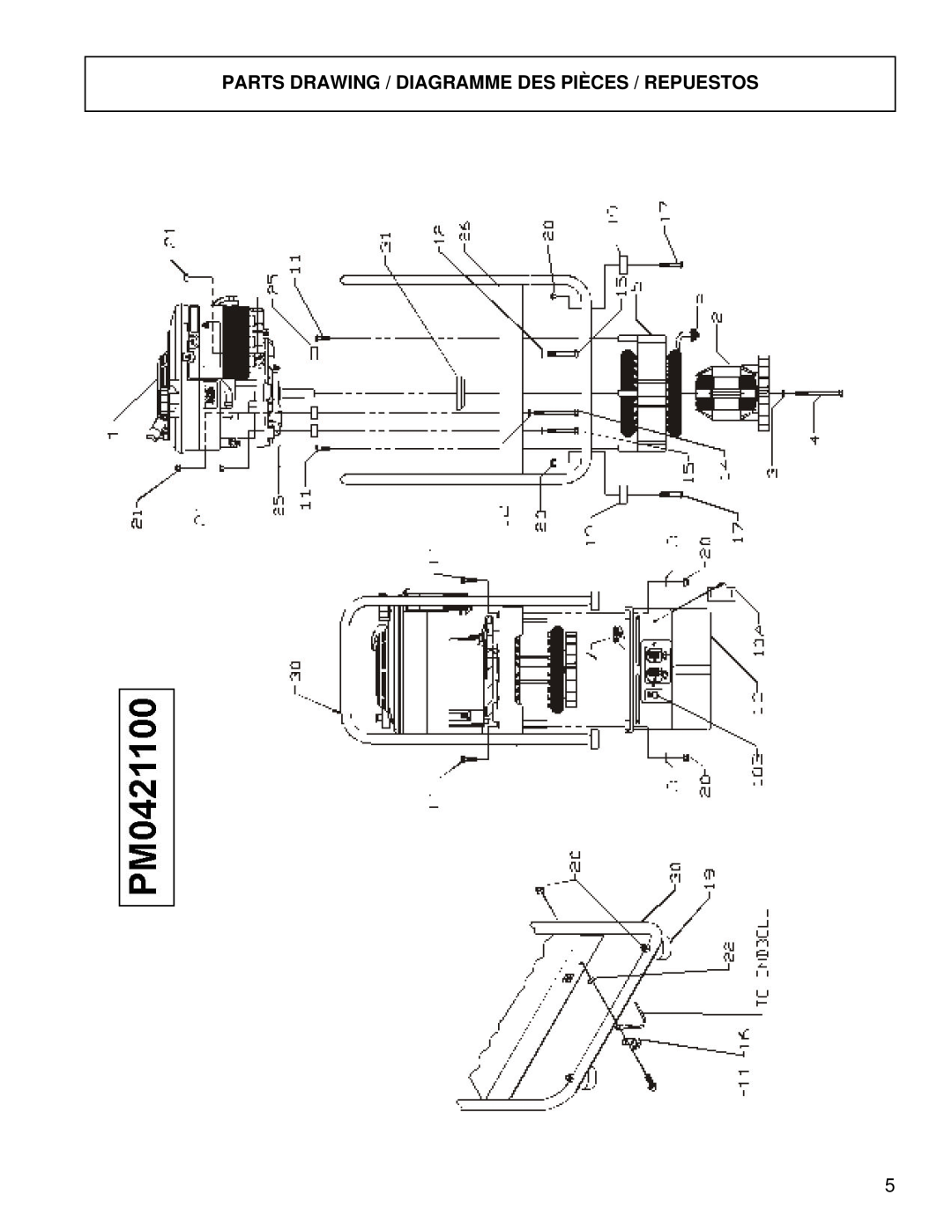 Powermate PM0421100 manual Parts Drawing / Diagramme Des Pièces / Repuestos 