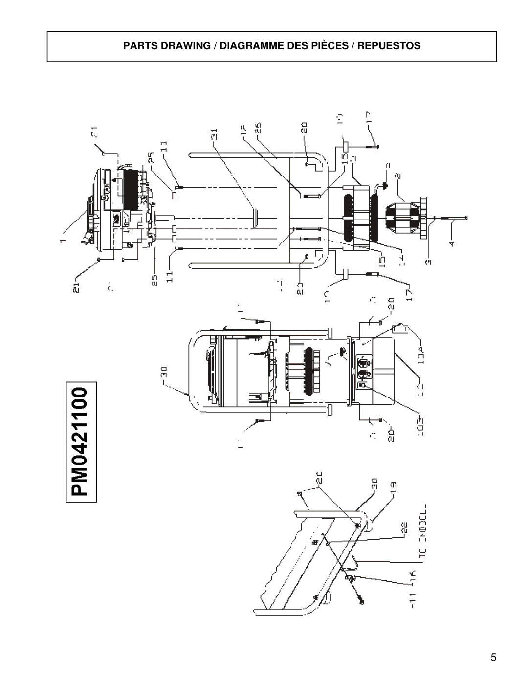 Powermate PM0421100 manual Parts Drawing / Diagramme DES Pièces / Repuestos 