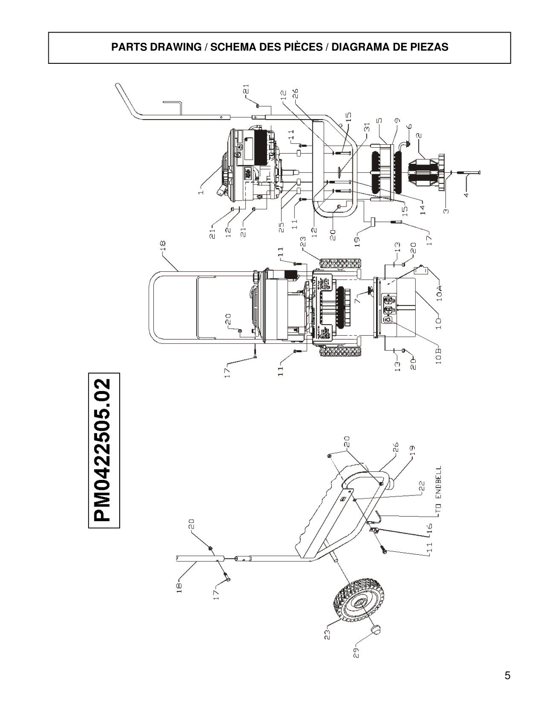 Powermate PM0422505.02 manual Parts Drawing / Schema DES Pièces / Diagrama DE Piezas 