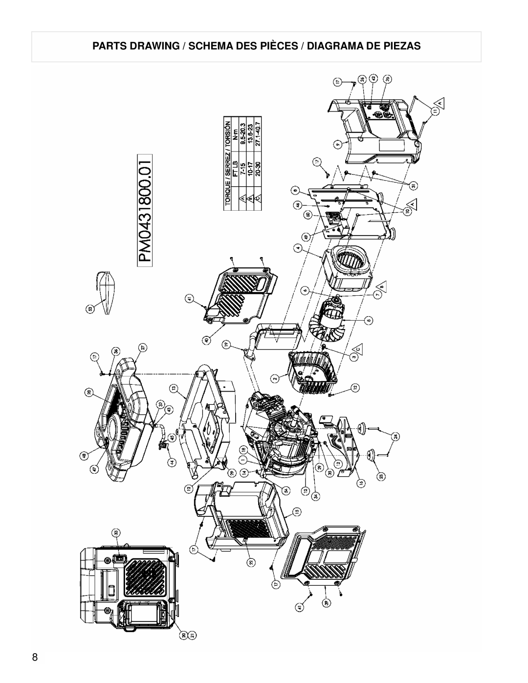 Powermate PM0431800.01 manual Parts Drawing / Schema DES Pièces / Diagrama DE Piezas 