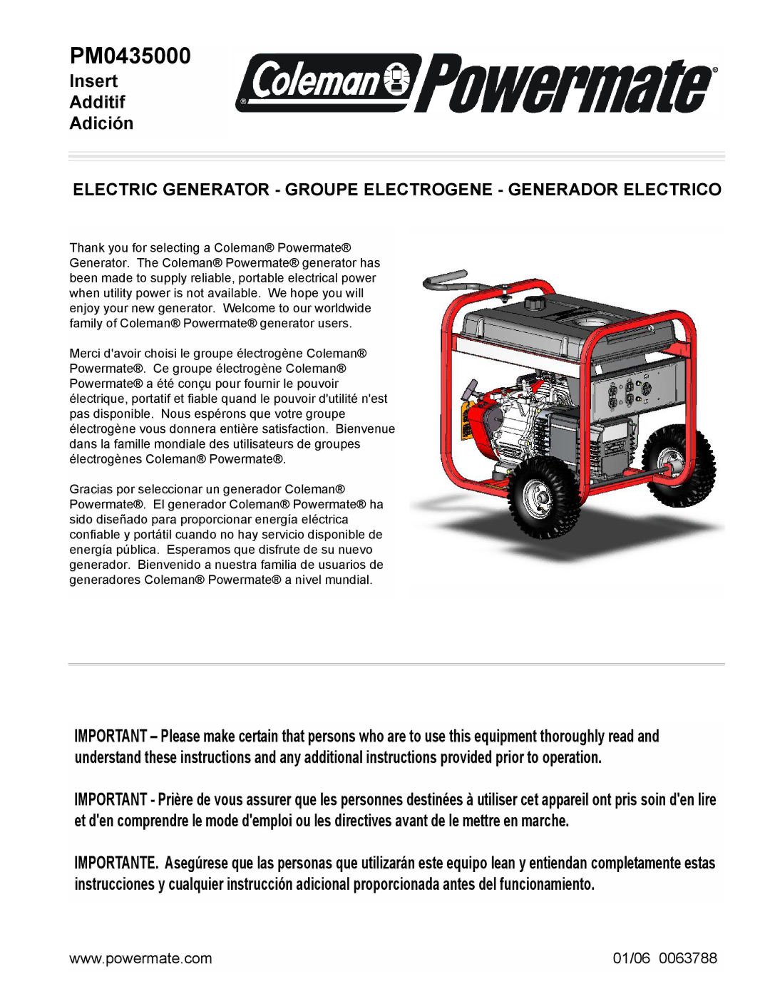 Powermate PM0435000 manual 