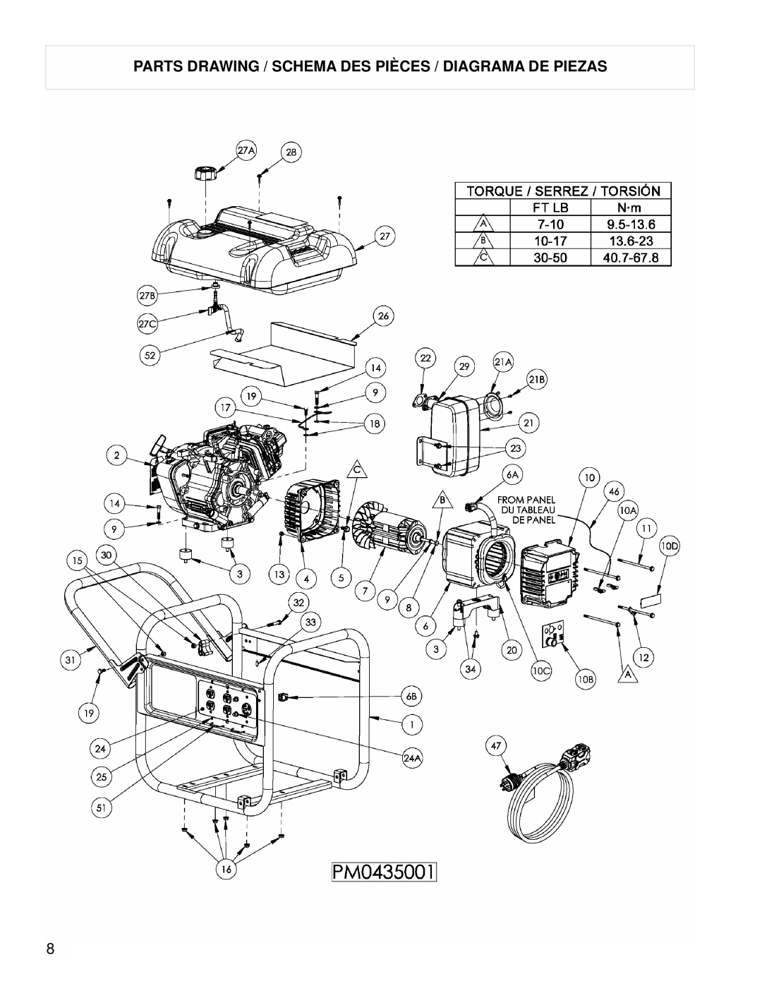 Powermate PM0435001 manual Parts Drawing / Schema DES Pièces / Diagrama DE Piezas 