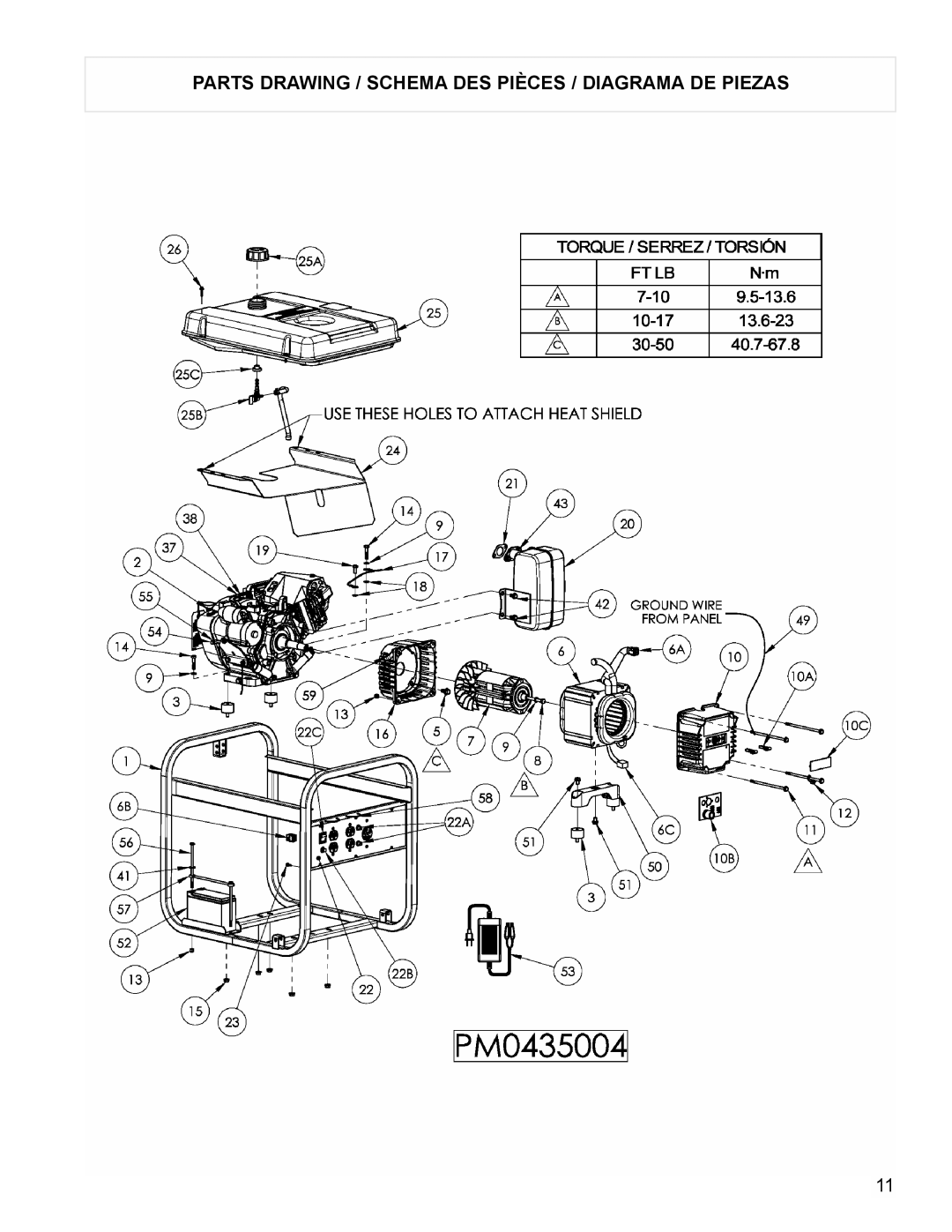 Powermate PM0435004 manual Parts Drawing / Schema Des Pièces / Diagrama De Piezas 