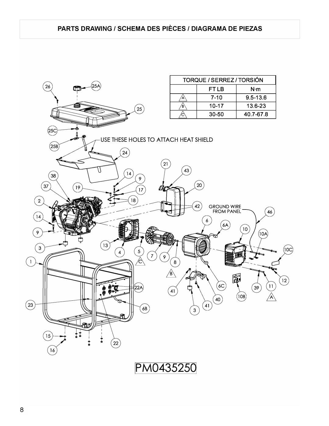 Powermate PM0435250 manual Parts Drawing / Schema DES Pièces / Diagrama DE Piezas 