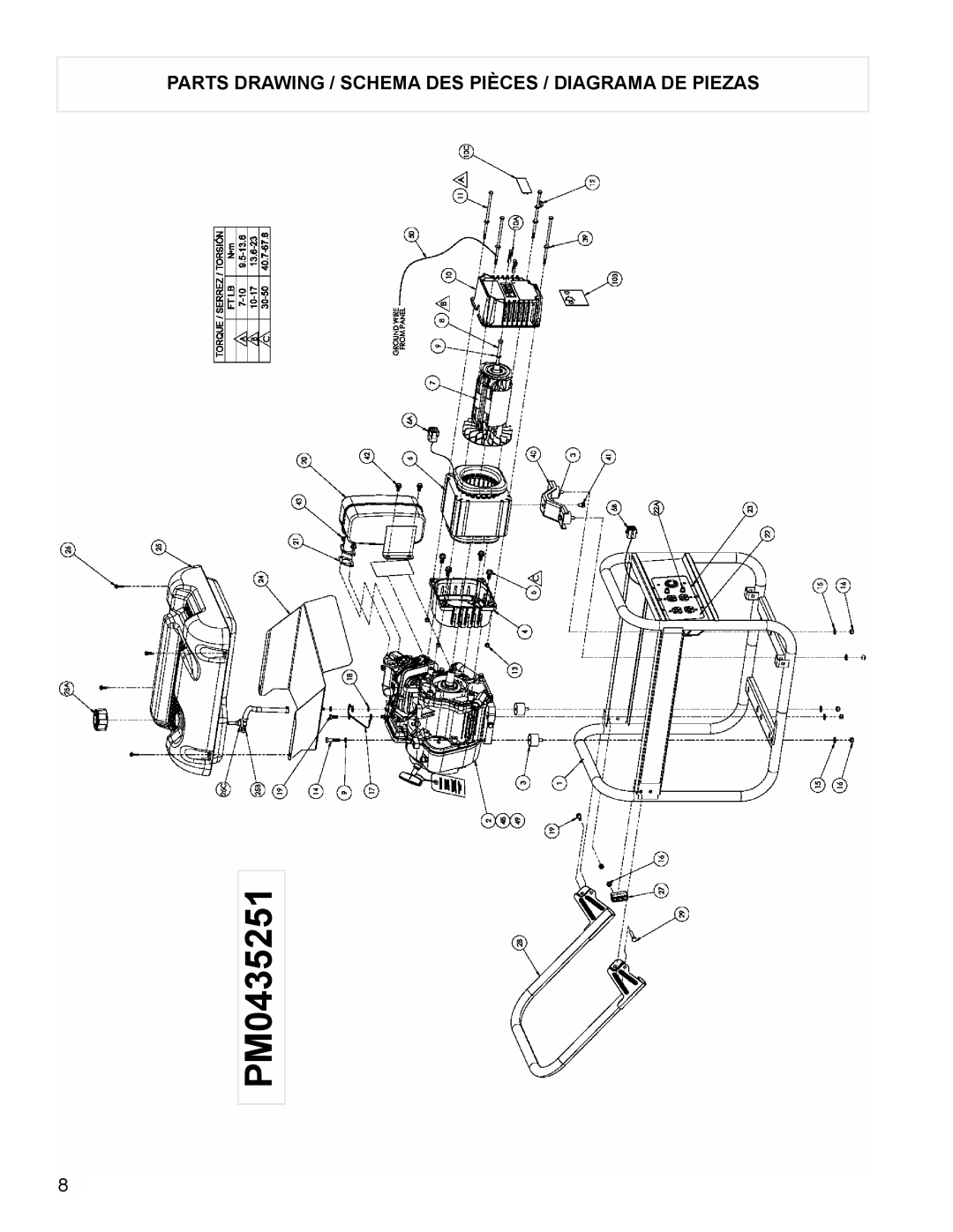 Powermate PM0435251 manual Parts Drawing / Schema DES Pièces / Diagrama DE Piezas 