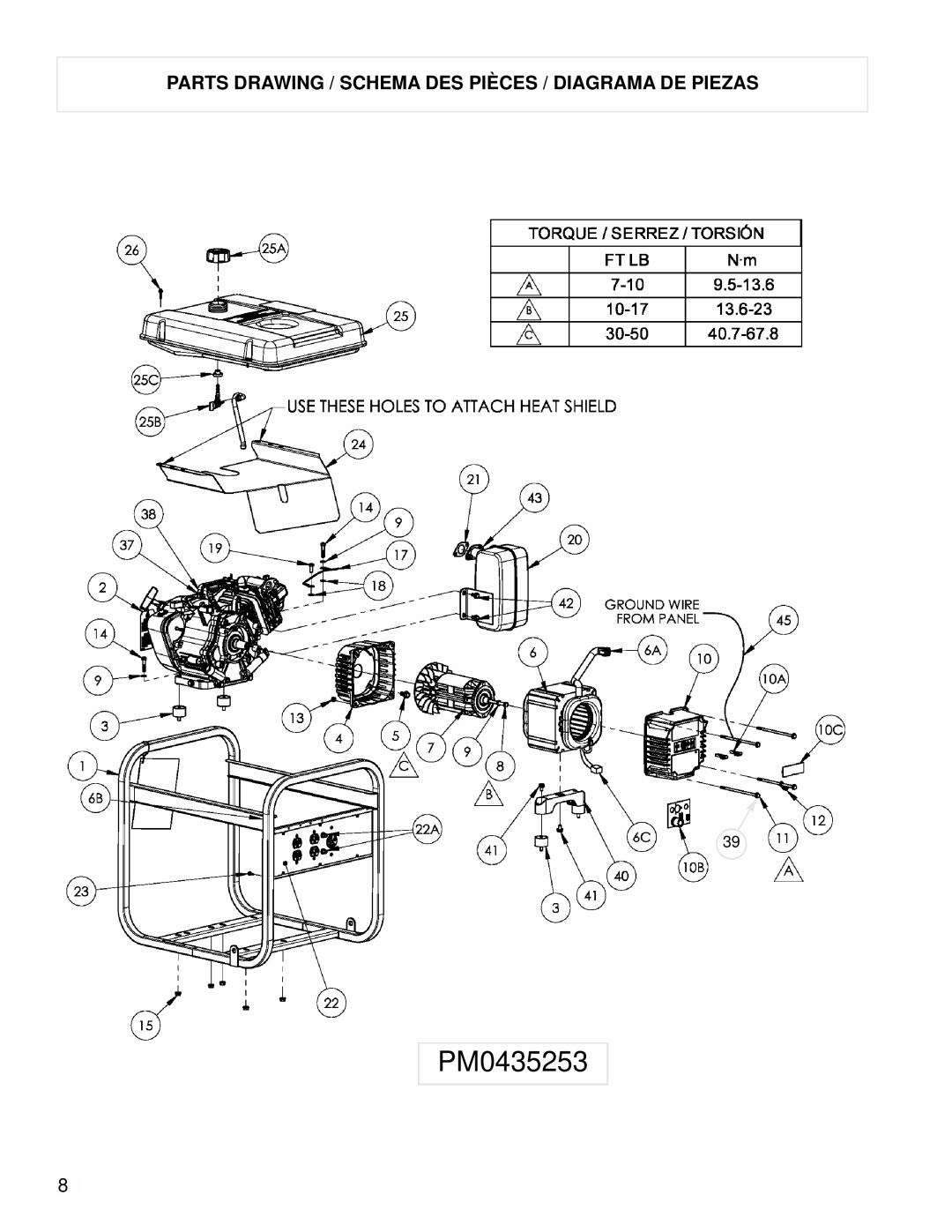 Powermate PM0435253 manual Parts Drawing / Schema DES Pièces / Diagrama DE Piezas 