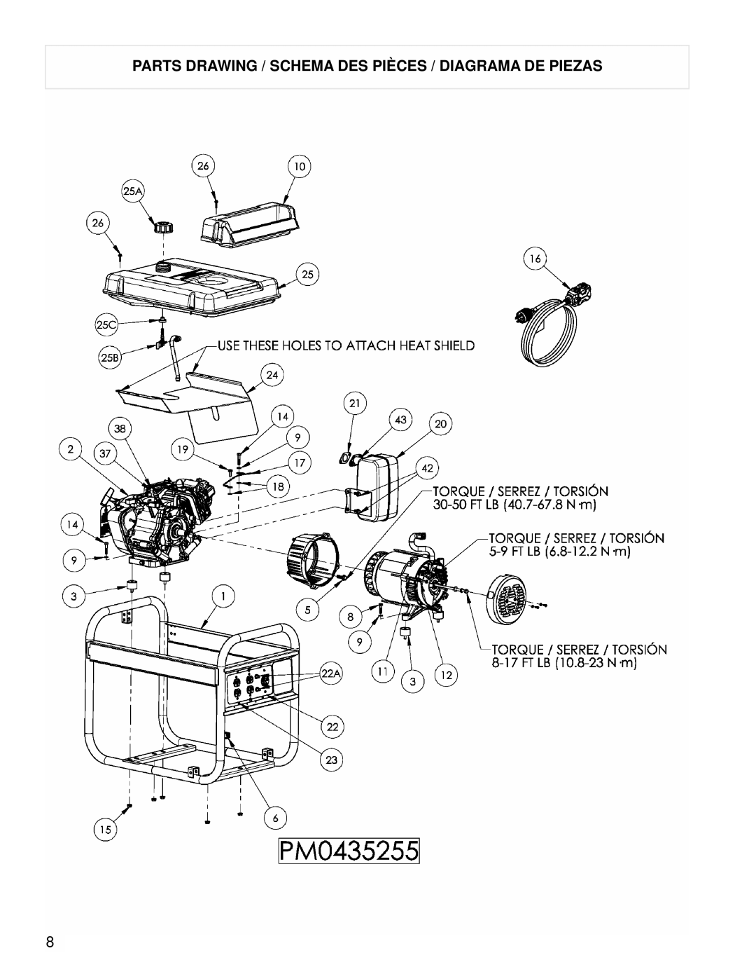 Powermate PM0435255 manual Parts Drawing / Schema DES Pièces / Diagrama DE Piezas 