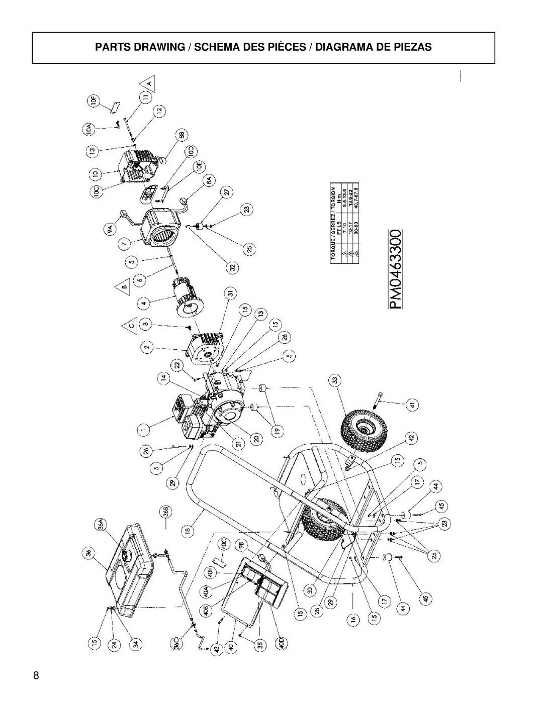 Powermate PM0463300 manual Parts Drawing / Schema DES Pièces / Diagrama DE Piezas 