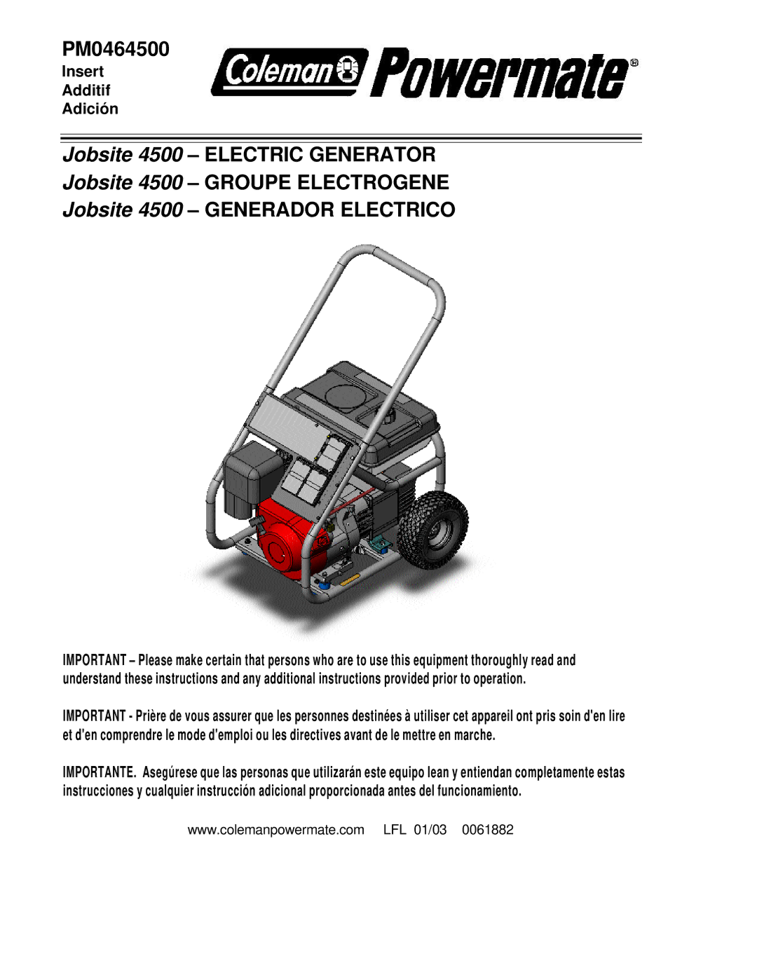 Powermate PM0464500 manual 