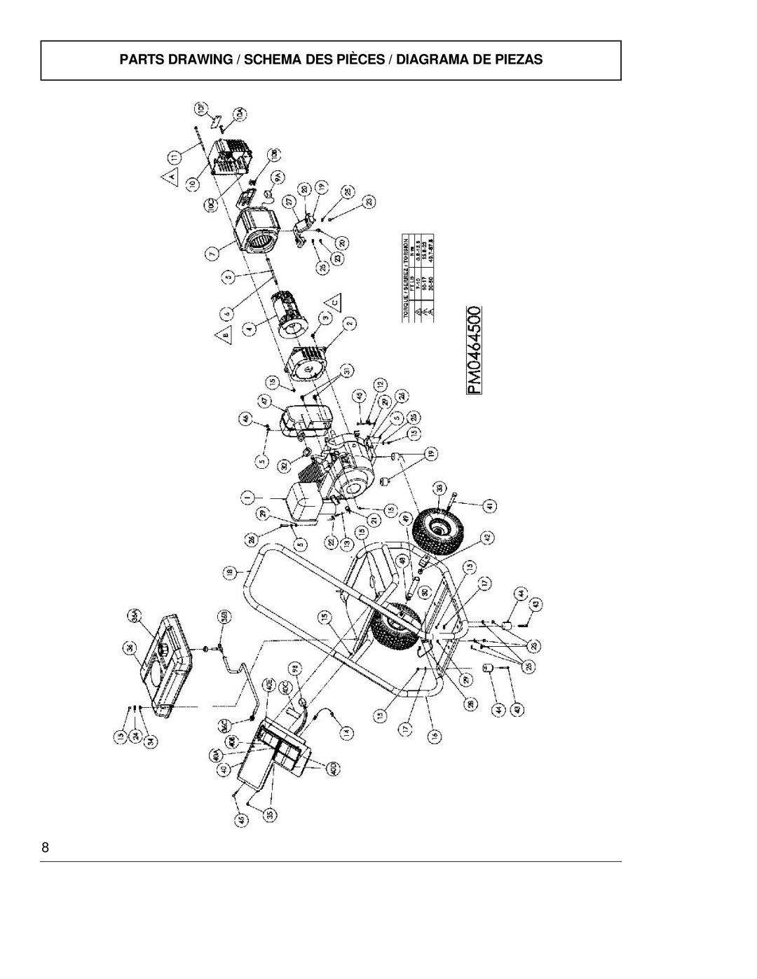 Powermate PM0464500 manual Parts Drawing / Schema DES Pièces / Diagrama DE Piezas 