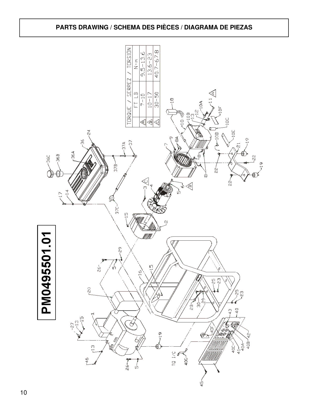 Powermate PM0495501.01 manual Parts Drawing / Schema DES Pièces / Diagrama DE Piezas 