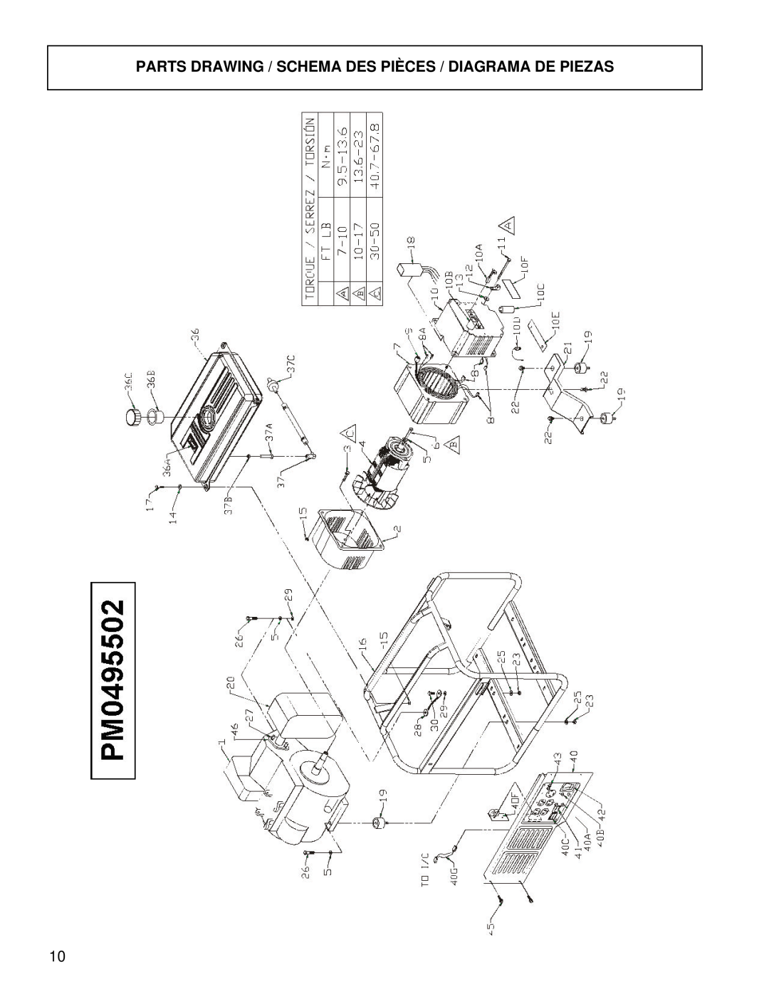 Powermate PM0495502 manual Parts Drawing / Schema Des Pièces / Diagrama De Piezas 