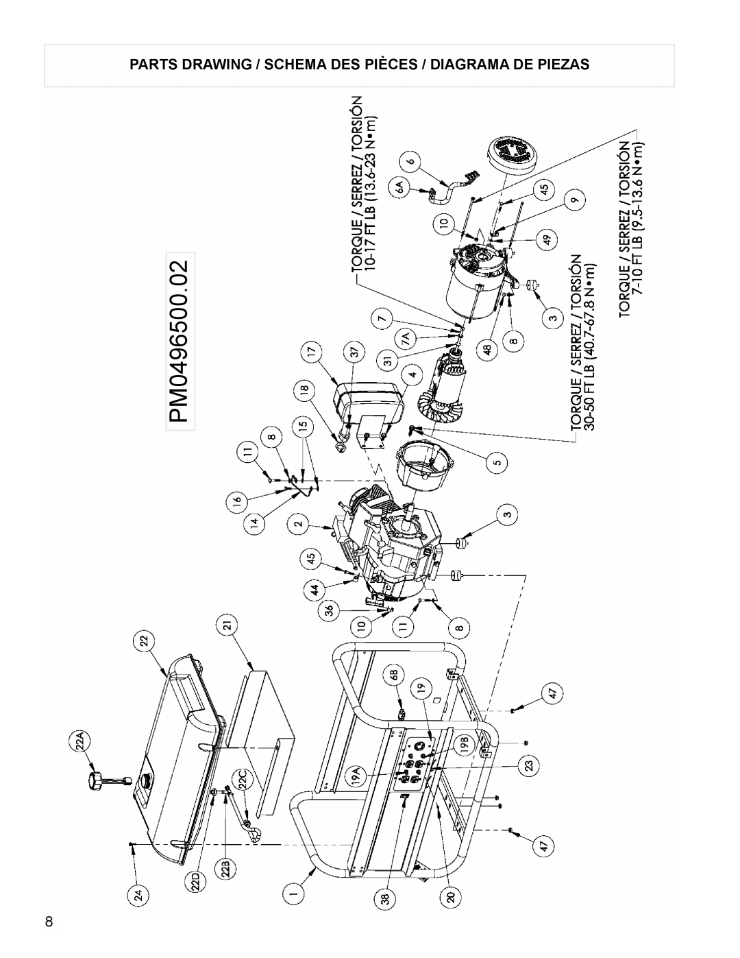 Powermate PM0496500.02 manual Parts Drawing / Schema DES Pièces / Diagrama DE Piezas 